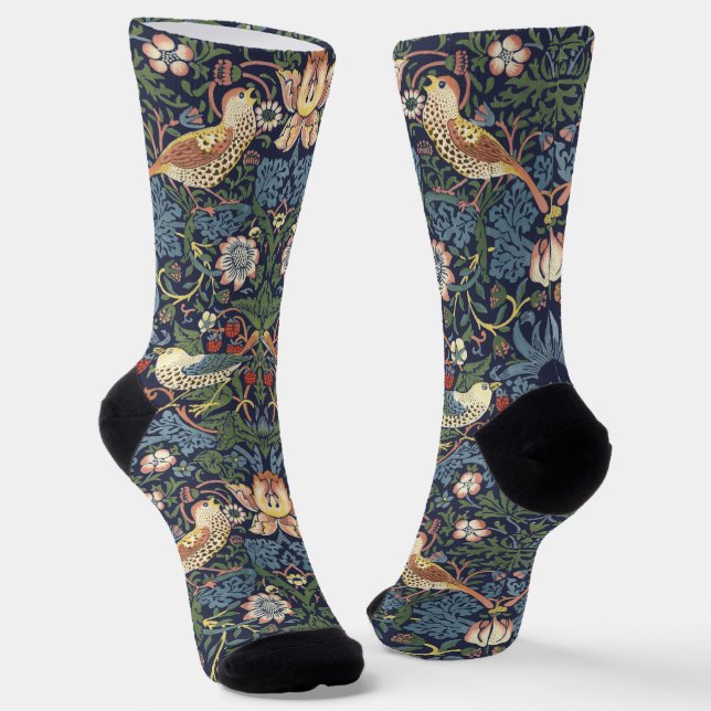 William Morris Vintage Strawberry Thief Muster Socken (Gewinkelt)