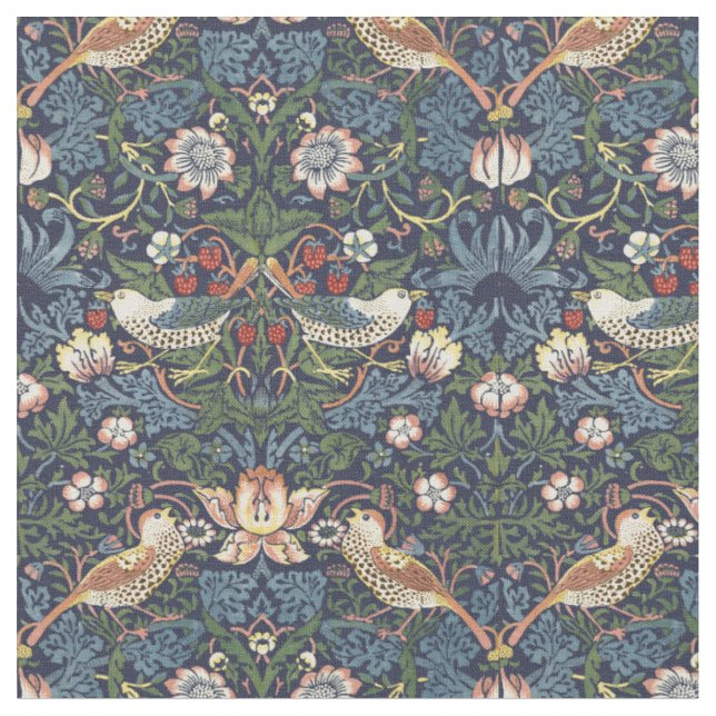 William Morris Vintage Strawberry Thief Muster Stoff (Nahaufnahme)