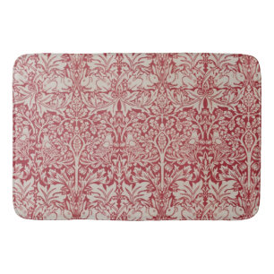 William Morris Vintage Tiere Vögel Kaninchen rosa Badematte