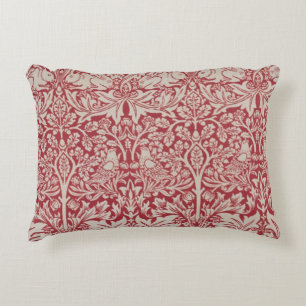 William Morris Vintage Tiere Vögel Kaninchen rosa Dekokissen