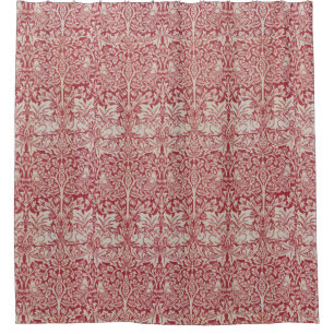 William Morris Vintage Tiere Vögel Kaninchen rosa Duschvorhang