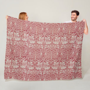 William Morris Vintage Tiere Vögel Kaninchen rosa Fleecedecke