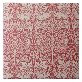 William Morris Vintage-Tiere Vögel Kaninchen Rosa Fliese