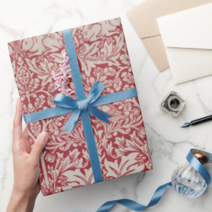 William Morris Vintage Tiere Vögel Kaninchen rosa Geschenkpapier