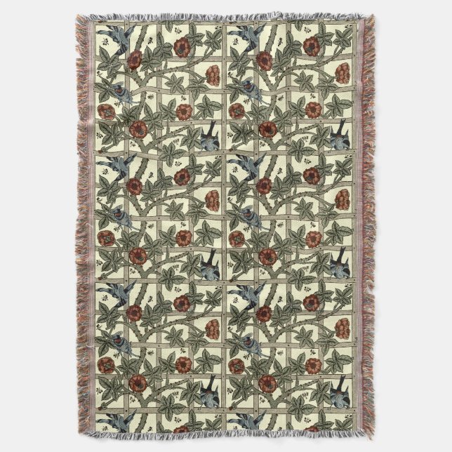 William Morris Vintage „Trellis“-Muster Decke (Vorderseite Vertikal)