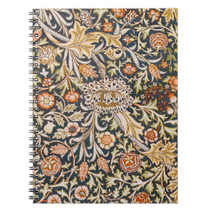 William Morris Vintage Trent Blaues Blumenmuster Notizblock