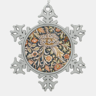 William Morris Vintage Trent Blaues Blumenmuster Schneeflocken Zinn-Ornament