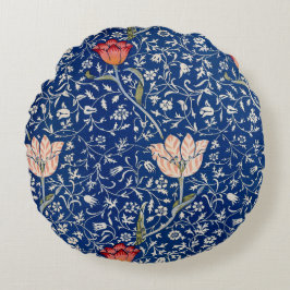 William Morris Vintage Tulpe Floral Indigo Muster Rundes Kissen