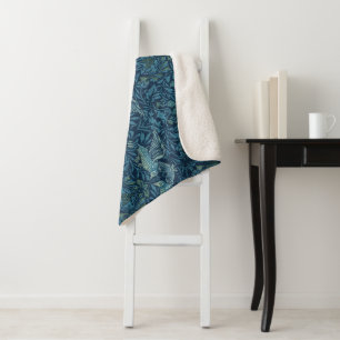 William Morris Vintage Vogel Laub Blau Sherpadecke