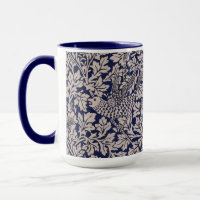 William Morris Vintage Vogel und Anemone Dunkelbla