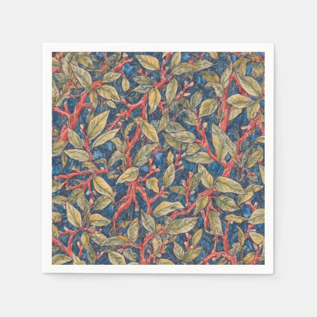 William Morris Vintage-Wald botanisches Muster Serviette (Vorderseite)