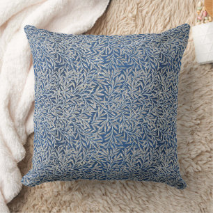 William Morris Vintage Weidenblätter Dunkelblau Kissen
