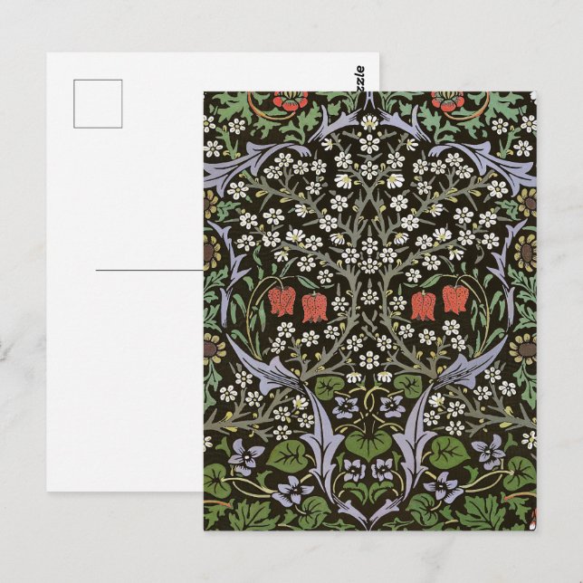 William Morris - Vintages Blackthorn-Muster Postkarte (Vorne/Hinten)