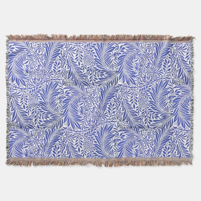 William Morris Vintages Blumenmuster Blau Weiß Decke (Vorderseite)