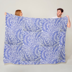 William Morris Vintages Blumenmuster Blau Weiß Fleecedecke