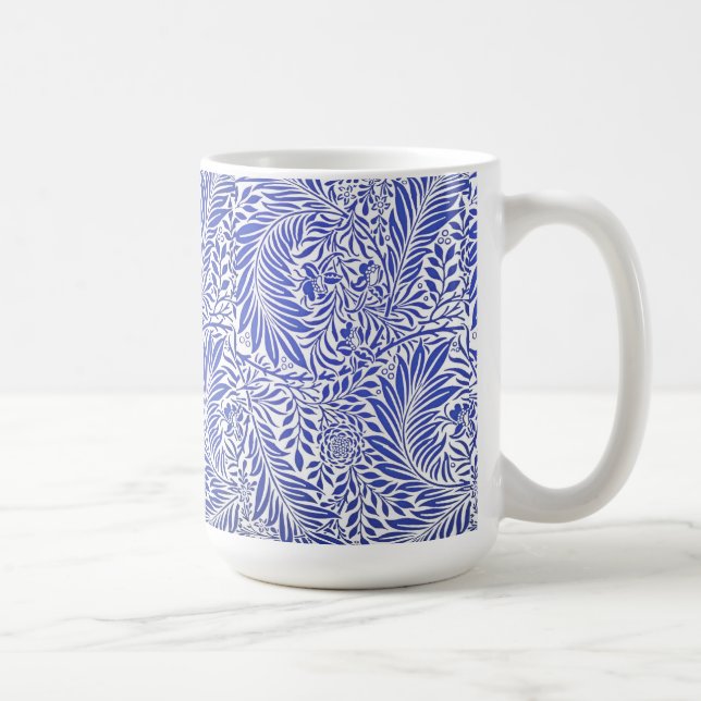 William Morris Vintages Blumenmuster Blau Weiß Kaffeetasse (Rechts)