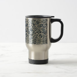 William Morris Vintages Blumenmuster Blau Weiß Reisebecher