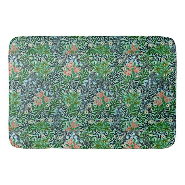 William Morris Vintages Blumenmuster Pink Green Badematte (Vorderseite)
