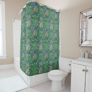 William Morris Vintages Blumenmuster Pink Green Duschvorhang