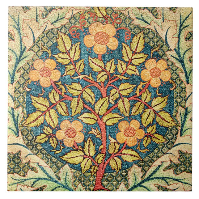 William Morris Vintages Blumenmuster, Rose Wreath Fliese (Vorderseite)