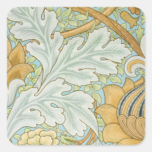 William Morris - Vintages Foliage- und Blumenmuste Quadratischer Aufkleber