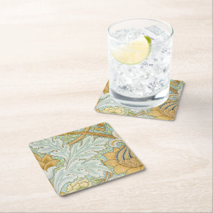 William Morris - Vintages Foliage- und Blumenmuste Rechteckiger Pappuntersetzer