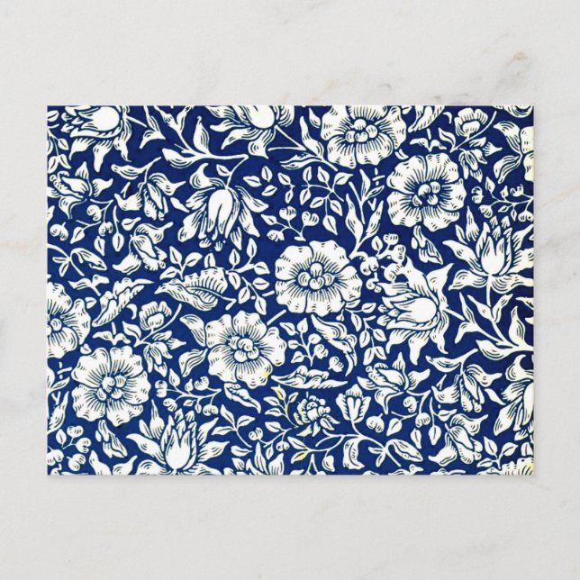William Morris Vintages Muster, Blue Mallow Postkarte (Vorderseite)