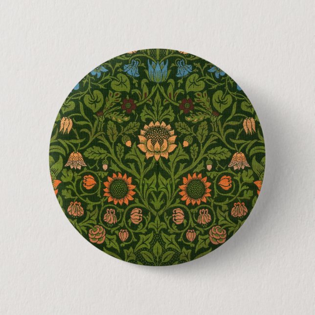 William Morris Violet und Columbine Art Rug Button (Vorderseite)