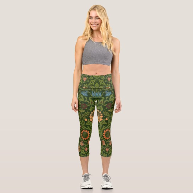 William Morris Violet und Columbine Art Rug Capri Leggings (Vorderseite)