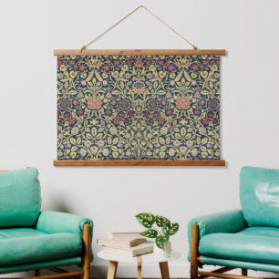 William Morris Violett und Akeleie Kunst Wandteppich Mit Holzrahmen