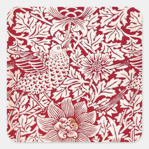 William Morris Vogel und Anemone Quadratischer Aufkleber