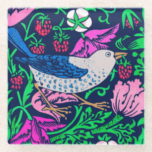 William Morris Vogel- und Blumengestaltete Fliese, Glasuntersetzer