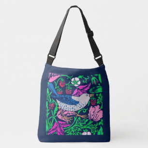 William Morris Vogel- und Blumengestaltete Fliese, Tragetaschen Mit Langen Trägern