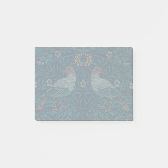 William Morris - Vögel und Blumenmuster Post-it Klebezettel (Vorderseite)