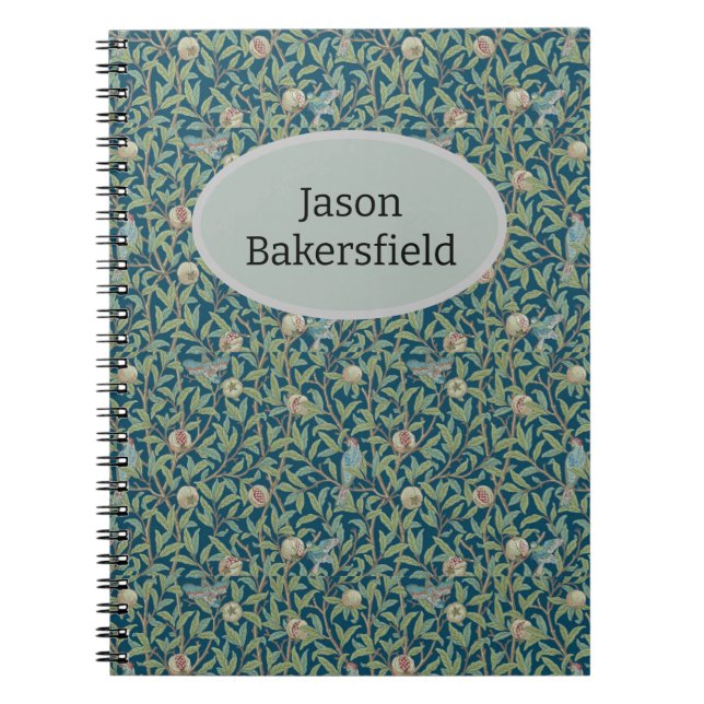 William Morris "Vogel und Granatapfel" Personalisi Notizblock (Vorderseite)