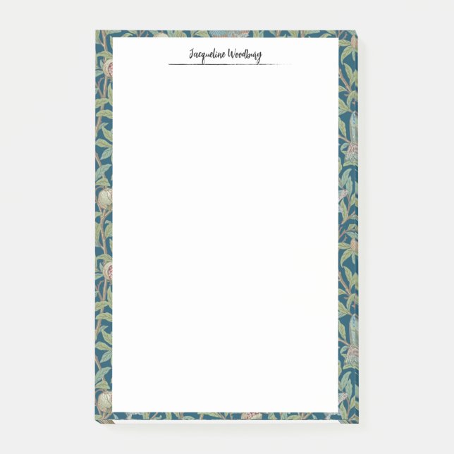 William Morris "Vogel und Granatapfel" Schreibware Post-it Klebezettel (Vorderseite)