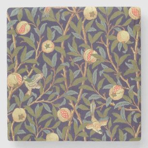 William Morris Vogel und Granatapfel Vintage-Blume Steinuntersetzer
