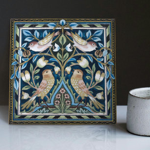 William Morris Vögel und Tulpen Jugendstil Fliese