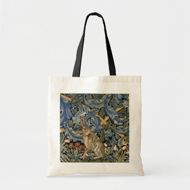 William Morris Wald Rabbit Floral Art Nouveau Tragetasche (Vorne)