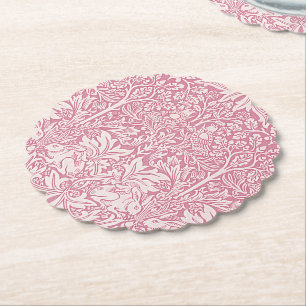 William Morris Waldkaninchen-Vogel-Laub Pink Untersetzer