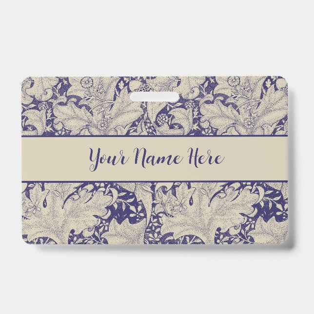 William Morris Wallflower Blue Damask Ausweis (Vorderseite)