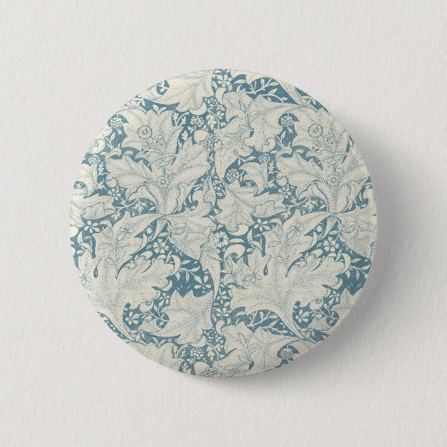 William Morris Wallflower Blue Damask Button (Vorderseite)