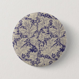 William Morris Wallflower Blue Damask Button
