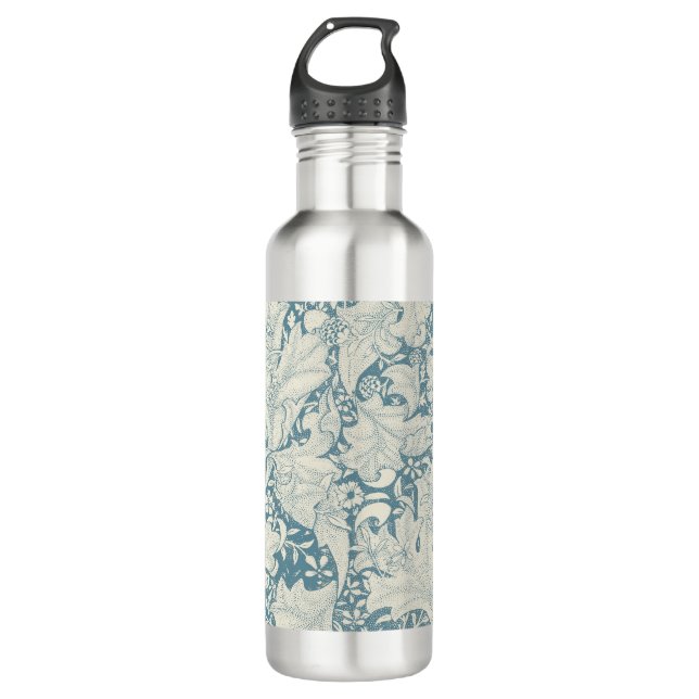 William Morris Wallflower Blue Damask Edelstahlflasche (Vorderseite)