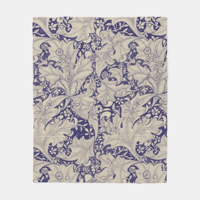William Morris Wallflower Blue Damask Fleecedecke (Vorderseite)