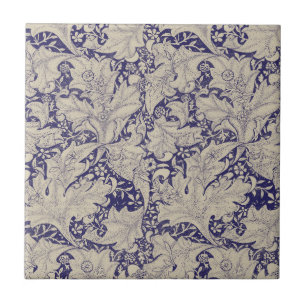 William Morris Wallflower Blue Damask Fliese