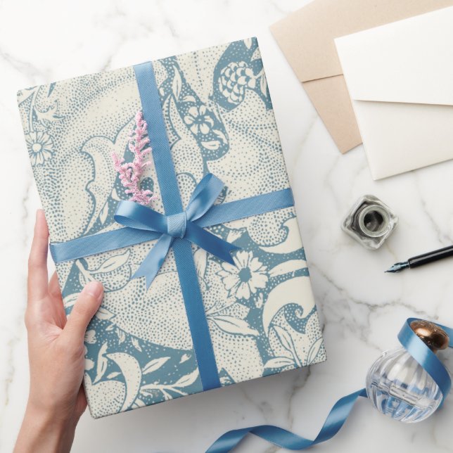 William Morris Wallflower Blue Damask Geschenkpapier (Schenken)