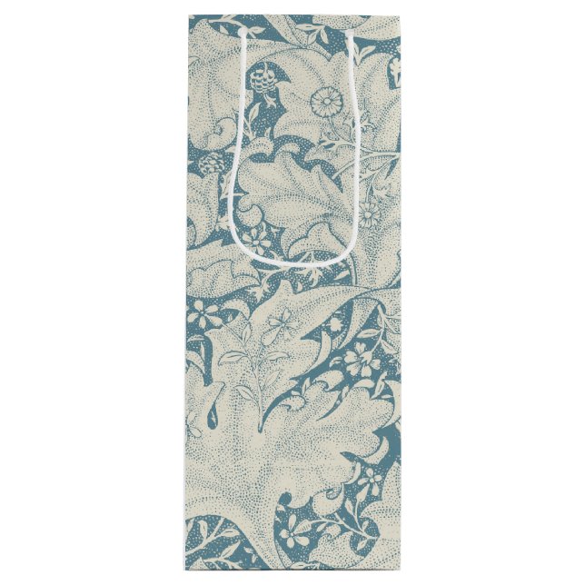 William Morris Wallflower Blue Damask Geschenktüte Für Weinflaschen (Vorderseite)
