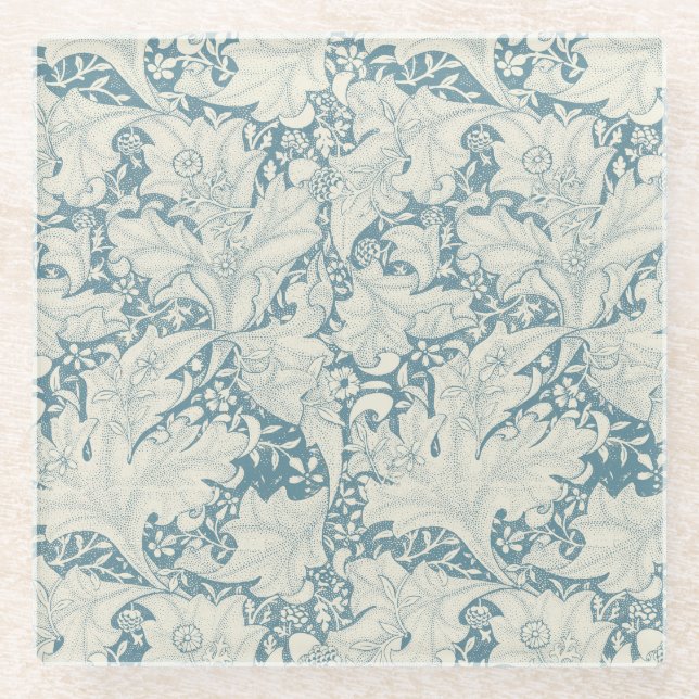 William Morris Wallflower Blue Damask Glasuntersetzer (Vorderseite)