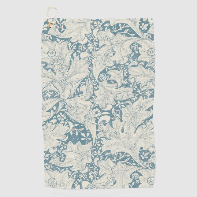 William Morris Wallflower Blue Damask Golfhandtuch (Vorderseite)